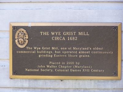 Marker on Grist Mill wall image. Click for full size.