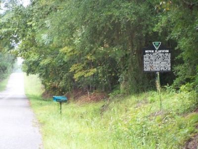 Mepkin Plantation Marker as seen looking north along Dr. Evans Road (State Road 8-44). Click for full size. Mepkin Plantation Marker as seen looking north along Dr. Evans Road (State Road 8-44) image. Click for full size.