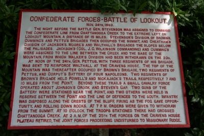 Confederate Forces – Battle of Lookout. Marker image. Click for full size.
