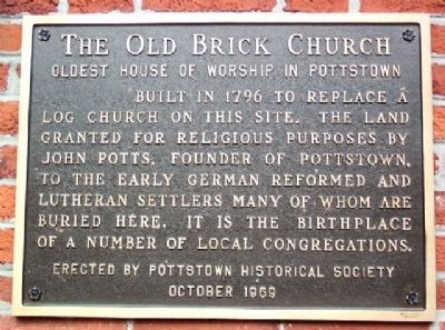 The Original Old Brick Church Marker (on Church Facade) image. Click for full size.