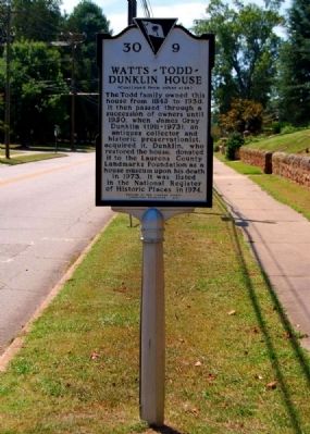 Watts-Todd-Dunklin House Marker - Reverse. Click for full size. Watts-Todd-Dunklin House Marker - Reverse image. Click for full size.