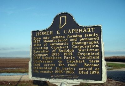 Side A - - Homer E. Capehart / GOP Cornfield Conference Marker image. Click for full size.