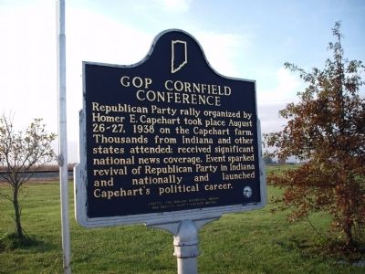Side B - - Homer E. Capehart / GOP Cornfield Conference Marker image. Click for full size.
