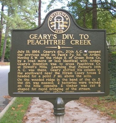 Gearys Div. to Peachtree Creek Marker image. Click for full size.