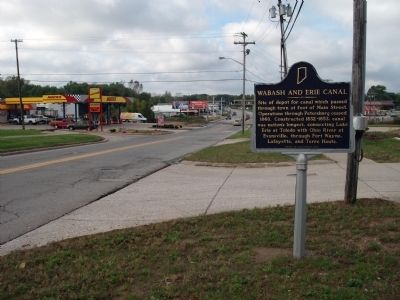 Wide West View - - Wabash and Erie Canal Marker. Click for full size. Wide West View - - Wabash and Erie Canal Marker image. Click for full size.
