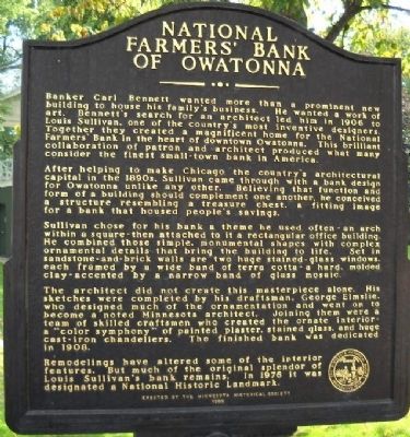 National Farmer's Bank of Owatonna Marker. Click for full size. National Farmer's Bank of Owatonna Marker image. Click for full size.