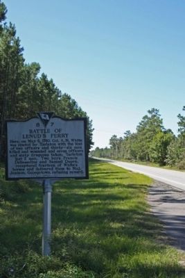 Battle of Lenud's Ferry Marker, looking south along US 17A. Click for full size. Battle of Lenud's Ferry Marker, looking south along US 17A image. Click for full size.