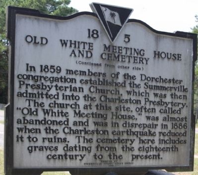 Old White Meeting House and Cemetery Marker, reverse side. Click for full size. Old White Meeting House and Cemetery Marker, reverse side image. Click for full size.