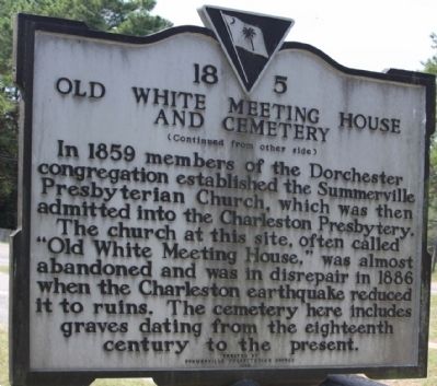 Old White Meeting House and Cemetery Marker, reverse side image. Click for full size.