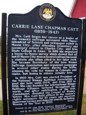 Carrie Lane Chapman Catt Marker Side. Click for full size. Carrie Lane Chapman Catt Marker Side image. Click for full size.