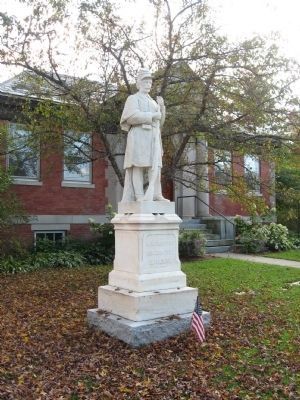 Statue in front of the Pettee Memorial Library. image. Click for full size.