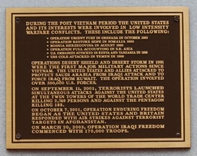 Post Vietnam Military Operations Marker - Top Plaque image. Click for full size.