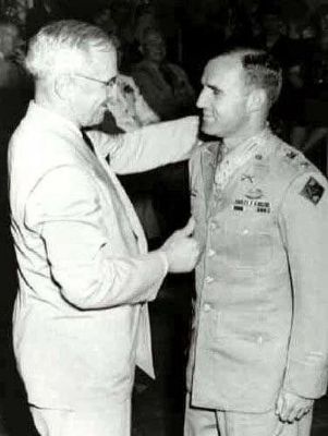 President Harry S. Truman<br>Awarding the Medal of Honor<br>to Maj. Gen. George L. Mabry image. Click for full size.