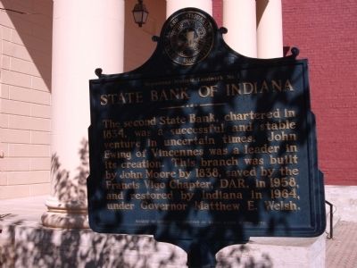 Obverse View - - State Bank of Indiana Marker. Click for full size. Obverse View - - State Bank of Indiana Marker image. Click for full size.