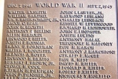 Pottstown War Memorial WWII Roll of Honor. Click for full size. Pottstown War Memorial WWII Roll of Honor image. Click for full size.