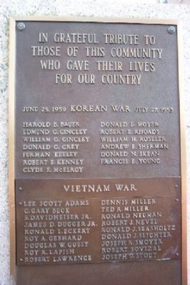 Pottstown War Memorial Korea / Vietnam Roll of Honor. Click for full size. Pottstown War Memorial Korea / Vietnam Roll of Honor image. Click for full size.