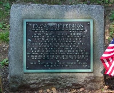 Francis Hopkinson Grave Marker. Click for full size. Francis Hopkinson Grave Marker image. Click for full size.