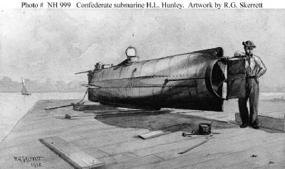 Photo # NH 999 Confederate submarine H.L. Hunley. Artwork by R.G. Skerrett image. Click for full size.