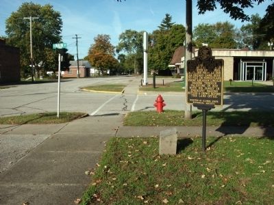 Looking West - - United States Land Office & Concrete - Marker. Click for full size. Looking West - - United States Land Office & Concrete - Marker image. Click for full size.