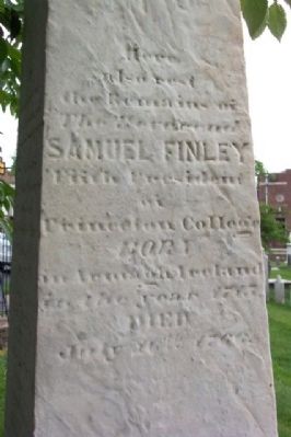Rev. Samuel Finley Headstone Obelisk image. Click for full size.