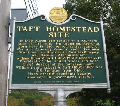 Taft Homestead Site Marker image. Click for full size.