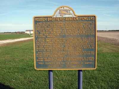 Wide View of Rousch Brothers - Aviation Pioneers Marker image. Click for full size.
