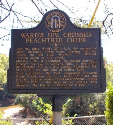 Ward's Div. Crossed Peachtree Creek Marker image. Click for full size.
