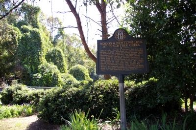 Wood's & Newton's Divs. at Peachtree Creek Marker. Click for full size. Wood's & Newton's Divs. at Peachtree Creek Marker image. Click for full size.