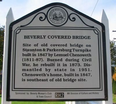 Beverly Covered Bridge Marker. Click for full size. Beverly Covered Bridge Marker image. Click for full size.