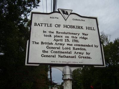 Battle of Hobkirk Hill Marker image. Click for full size.