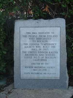 The Finnish Temperance Hall Marker. Click for full size. The Finnish Temperance Hall Marker image. Click for full size.