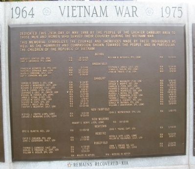 Danbury Area Vietnam War Memorial. Click for full size. Danbury Area Vietnam War Memorial image. Click for full size.