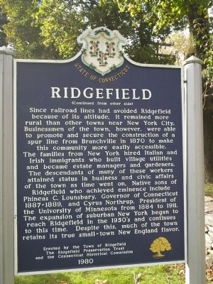 Ridgefield Marker (Reverse Side) image. Click for full size.