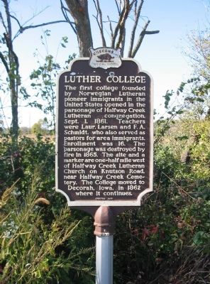 Luther College Marker. Click for full size. Luther College Marker image. Click for full size.