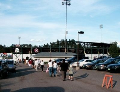 Wide-view of the Centennial Field marker and grandstands. Click for full size. Wide-view of the Centennial Field marker and grandstands image. Click for full size.