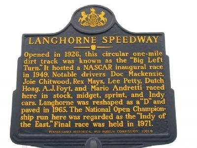 Langhorne Speedway Marker. Click for full size. Langhorne Speedway Marker image. Click for full size.