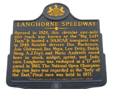 Langhorne Speedway Marker image. Click for full size.