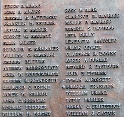 Middletown Township World War I Memorial Roll of Honor. Click for full size. Middletown Township World War I Memorial Roll of Honor image. Click for full size.