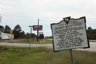 Medway Plantation Marker, as seen at Medway Road (State Road 8-667) along US 52 image. Click for full size.