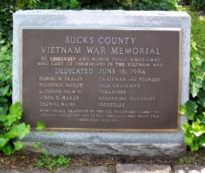 Bucks County Vietnam War Memorial Marker. Click for full size. Bucks County Vietnam War Memorial Marker image. Click for full size.