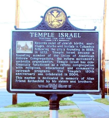 Temple Israel Marker, Side 2 image. Click for full size.