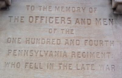 104th Pennsylvania Infantry Regiment Dedication. Click for full size. 104th Pennsylvania Infantry Regiment Dedication image. Click for full size.
