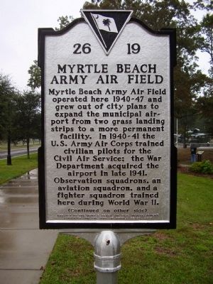 Myrtle Beach Army Air Field - Myrtle Beach Air Force Base Marker image. Click for full size.