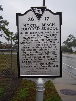 Myrtle Beach Colored School Marker image. Click for full size.