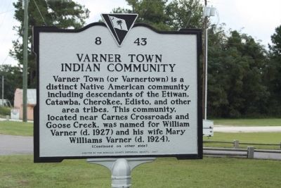 Varner Town Indian Community Marker image. Click for full size.