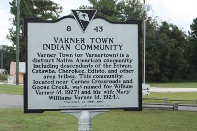 Varner Town Indian Community Marker. Click for full size. Varner Town Indian Community Marker image. Click for full size.