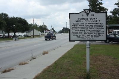 Varner Town Indian Community Marker looking north along US 17A image. Click for full size.