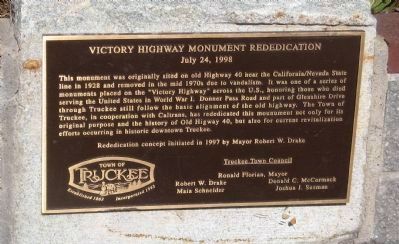 Victory Highway Monument Rededication Marker. Click for full size. Victory Highway Monument Rededication Marker image. Click for full size.