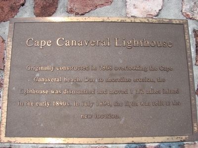 Cape Canaveral Lighthouse Marker. Click for full size. Cape Canaveral Lighthouse Marker image. Click for full size.