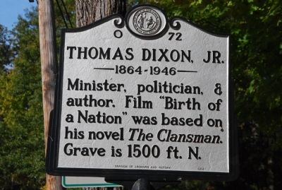 Thomas Dixon Jr. Marker image. Click for full size.